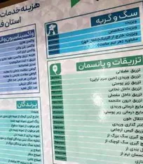 هجمه گسترده به دامپزشکان در پی انتشار تصویر تعرفه خدمات دامپزشکی حیوانات خانگی در یک کلینیک دامپزشکی (+پی&zwnj;نوشت حکیم مهر)